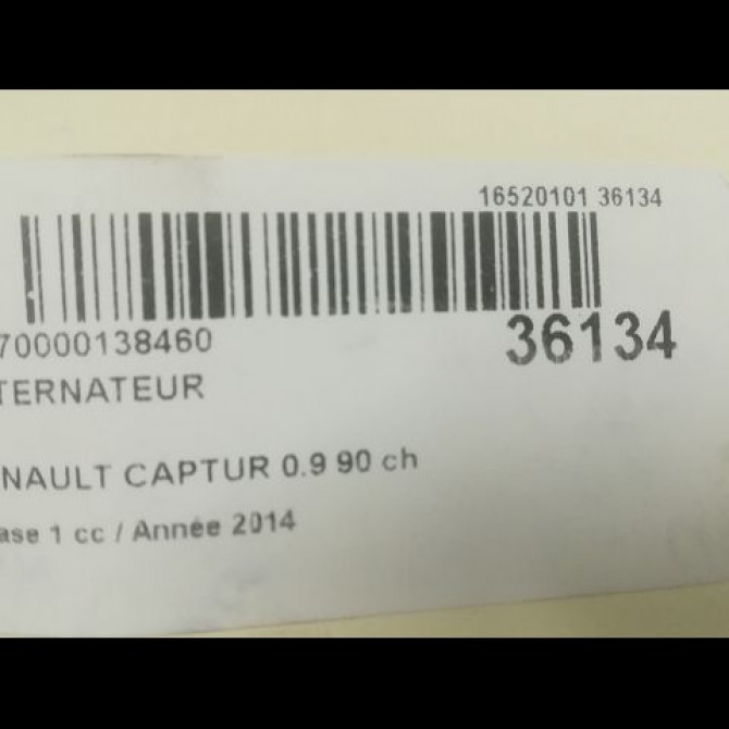 Alternateur occasion RENAULT CAPTUR Phase 1 02-2013->... 0.9 90 ch 231002854R 4