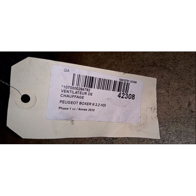 Ventilateur de chauffage occasion PEUGEOT BOXER III Phase 1 06-2006->... 2.2 HDI 100ch 6441Y1 2