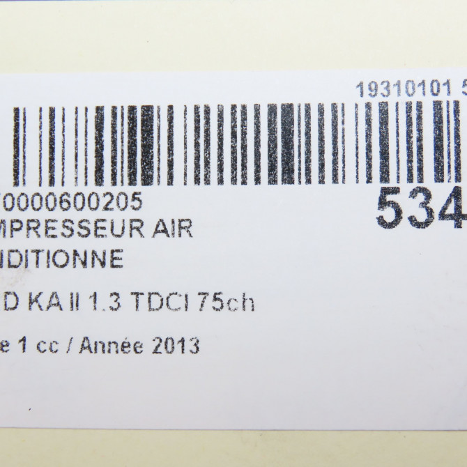 Compresseur air conditionne occasion FORD KA II Phase 1 10-2008->... 1.3 TDCI 75ch 2315647 8