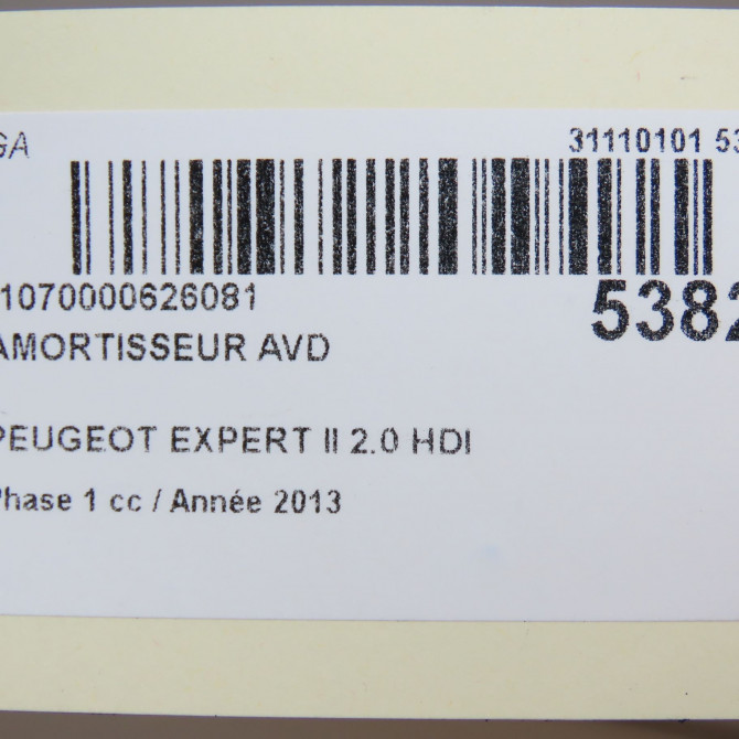 Amortisseur avant droit occasion PEUGEOT EXPERT II Phase 1 01-2007->... 2.0 HDI 128ch 5208Q5 7
