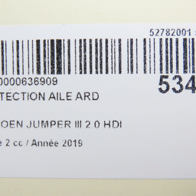Protection aile ard occasion CITROEN JUMPER III Phase 2 06-2014->... 2.0 HDI 130ch 6