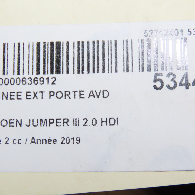 Poignee ext porte avd occasion CITROEN JUMPER III Phase 2 06-2014->... 2.0 HDI 130ch 1650899980 5