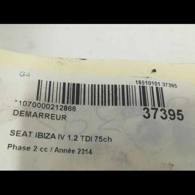 Démarreur occasion SEAT IBIZA IV IBIZA IV Phase 2 2012-02-01->2016-03-31 1.2 TDI 75ch 2Z911024H 4