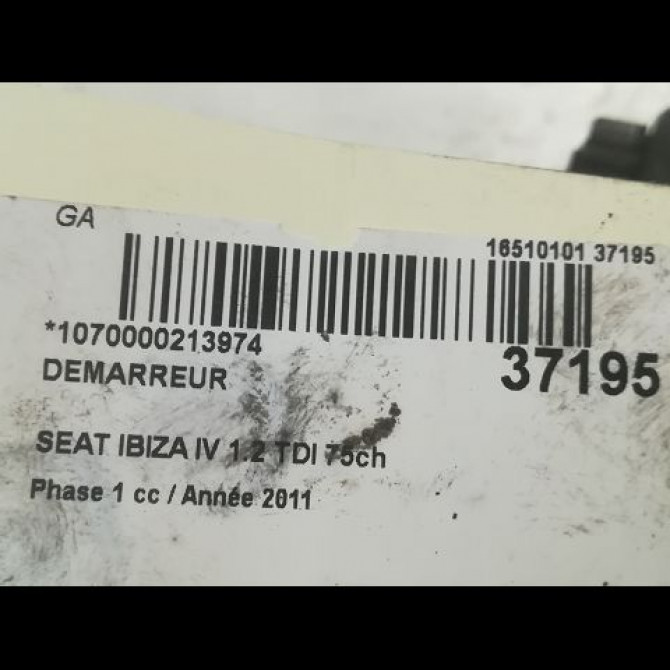 Démarreur occasion SEAT IBIZA IV Phase 1 05-2008->01-2012 1.2 TDI 75ch 2Z911024H 4