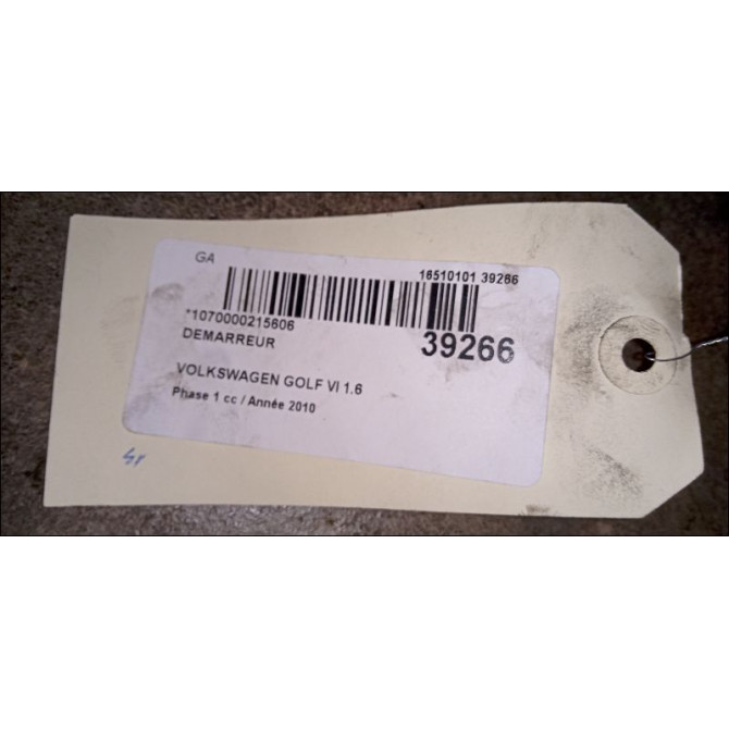 Démarreur occasion VOLKSWAGEN GOLF VI Phase 1 10-2008->04-2013 1.6 TDI 105ch 2Z911024H 4