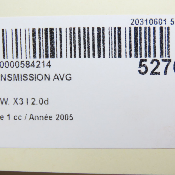 Transmission avant gauche occasion B.M.W. X3 I Phase 1 01-2004->08-2006 2.0d 31607529201 7