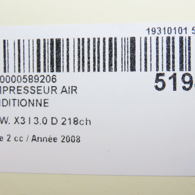Compresseur air conditionne occasion B.M.W. X3 I Phase 2 08-2006->08-2010 3.0 D 218ch 64526915388 7