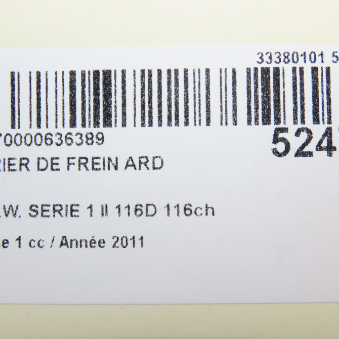Etrier de frein arrière droit occasion B.M.W. SERIE 1 II Phase 1 08-2011->06-2015 116D 116ch 34216850852 6