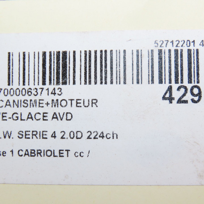 Mecanisme + moteur lève-glace avant droit occasion  51337352748 8