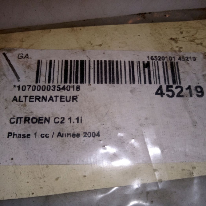 Alternateur occasion CITROEN C2 Phase 1 09-2003->10-2008 1.1i 57056C 5