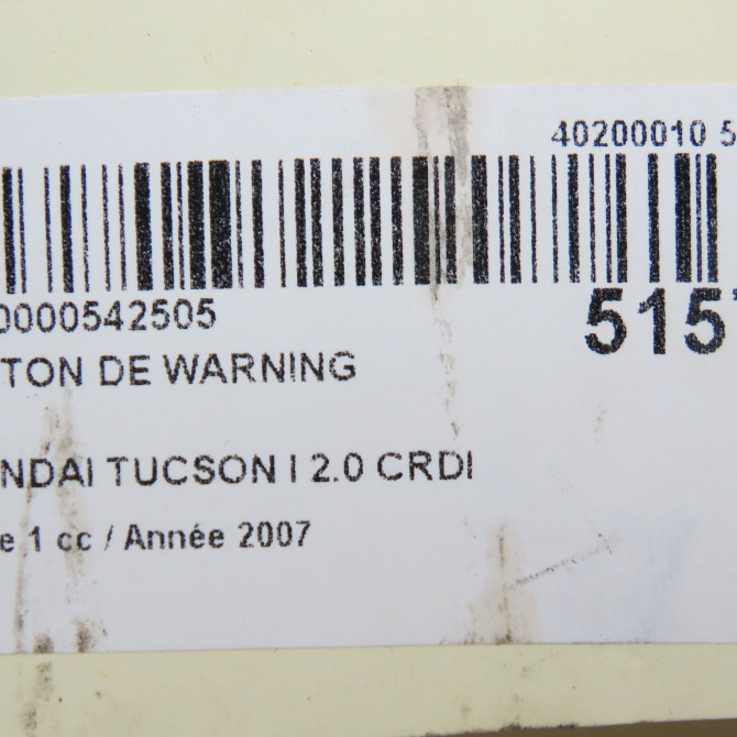 Bouton de warning occasion HYUNDAI TUCSON I Phase 1 09-2004->10-2010 2.0 CRDI 140ch 2WD 4