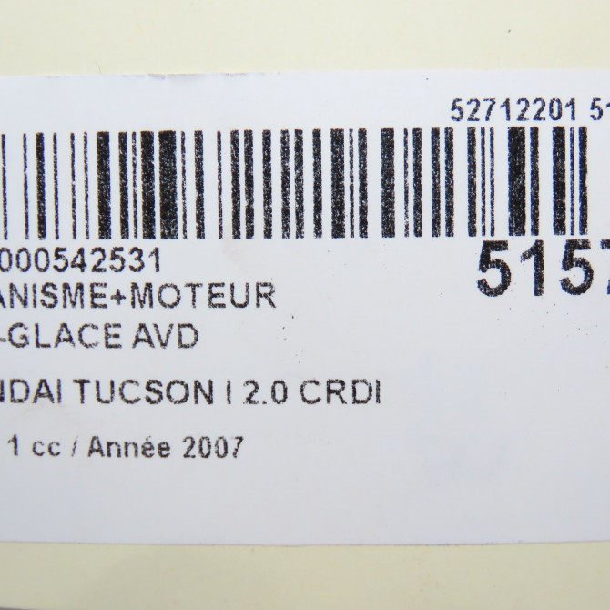 Mecanisme + moteur lève-glace avant droit occasion HYUNDAI TUCSON I Phase 1 09-2004->10-2010 2.0 CRDI 140ch 2WD 824062E000 8