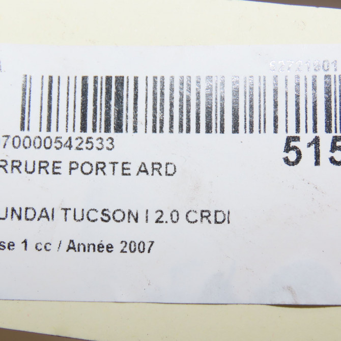 Serrure porte ard occasion HYUNDAI TUCSON I Phase 1 09-2004->10-2010 2.0 CRDI 140ch 2WD 814202E010 6