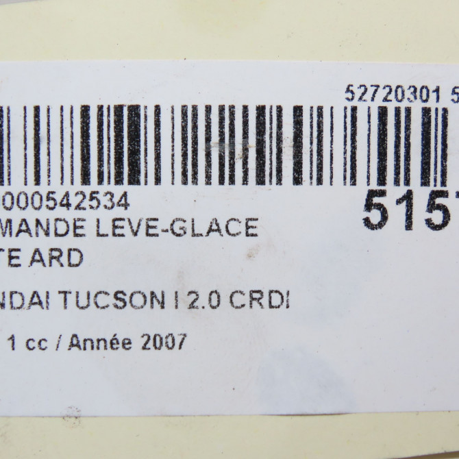 Commande leve-glace porte arrière droite occasion HYUNDAI TUCSON I Phase 1 09-2004->10-2010 2.0 CRDI 140ch 2WD 4