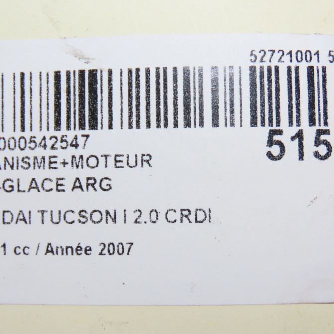 Mecanisme+moteur leve-glace arg occasion HYUNDAI TUCSON I Phase 1 09-2004->10-2010 2.0 CRDI 140ch 2WD 834052E000 8