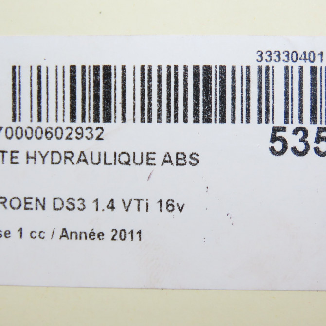 Unité hydraulique ABS occasion CITROEN DS3 Phase 1 11-2009->03-2014 1.4 VTi 16v 95ch 4541TS 6