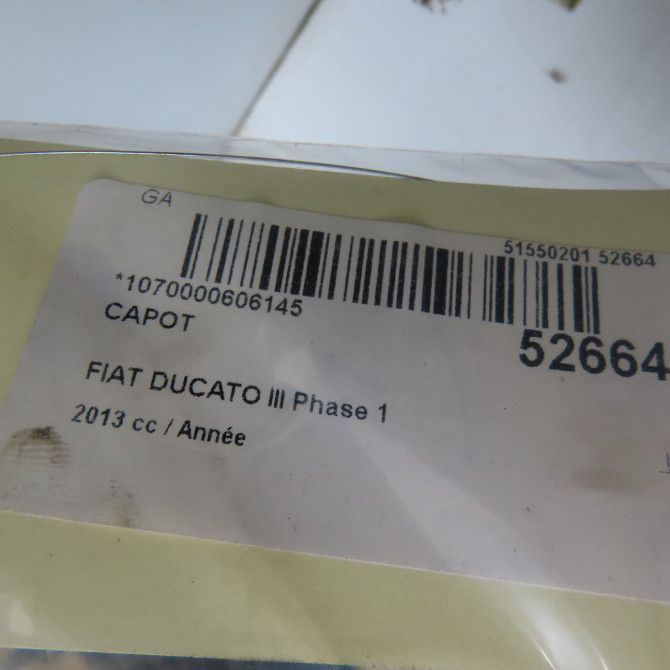 Capot occasion FIAT DUCATO III Phase 1 06-2006->10-2014 50161460 4
