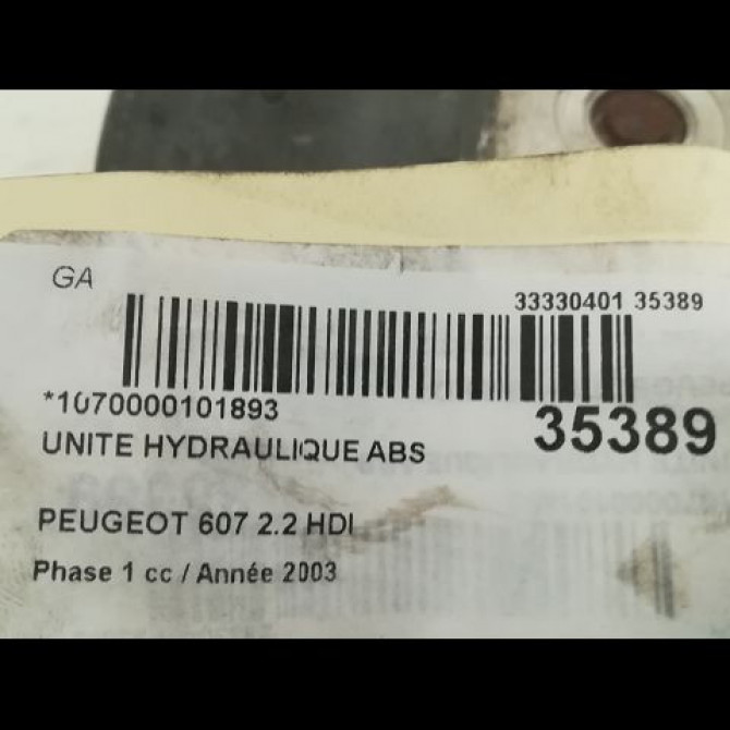 Unité hydraulique ABS occasion PEUGEOT 607 Phase 1 11-1999->09-2004 2.2 HDI 4541W8 4
