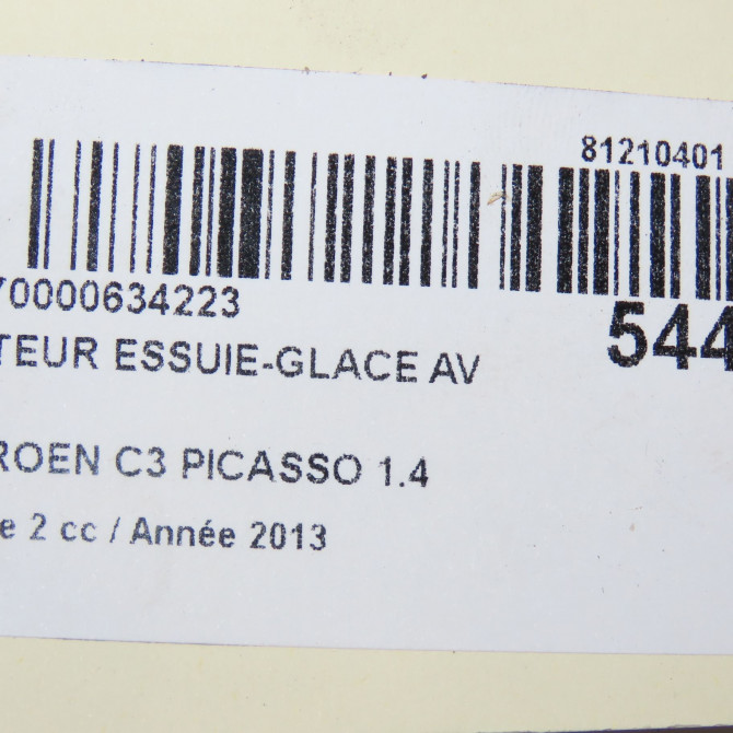 Moteur essuie-glace avant occasion CITROEN C3 PICASSO Phase 2 09-2012->... 1.4 VTI 95ch 6405NS 7