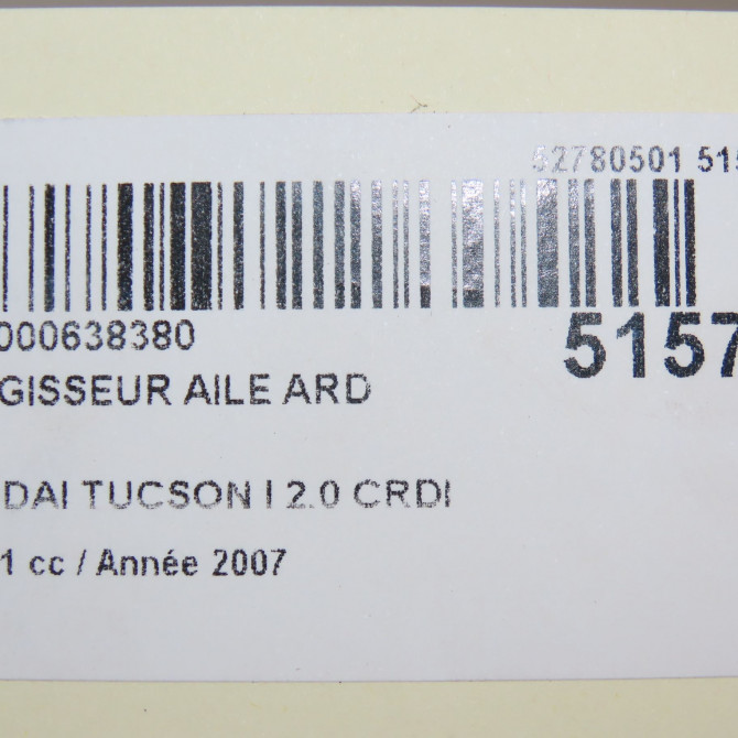 Elargisseur aile ard occasion HYUNDAI TUCSON I Phase 1 09-2004->10-2010 2.0 CRDI 140ch 2WD 5