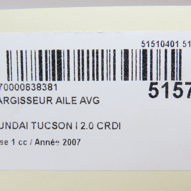 Elargisseur aile avg occasion HYUNDAI TUCSON I Phase 1 09-2004->10-2010 2.0 CRDI 140ch 2WD 5