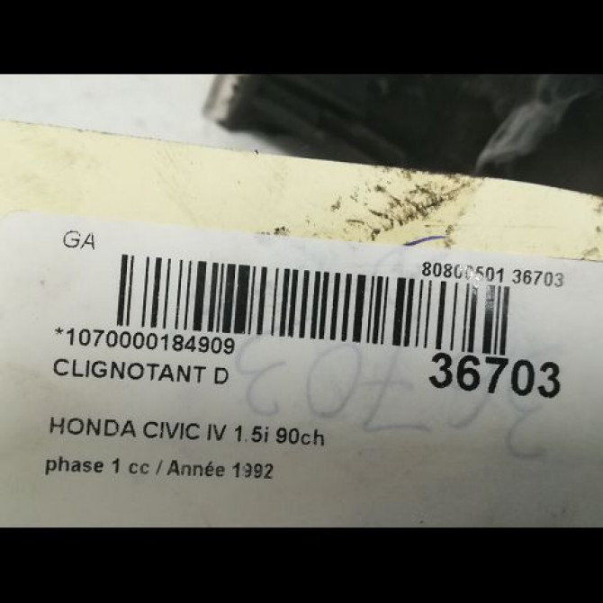 Clignotant droit occasion HONDA CIVIC IV phase 1 11-1991->04-1996 1.5i 90ch 3