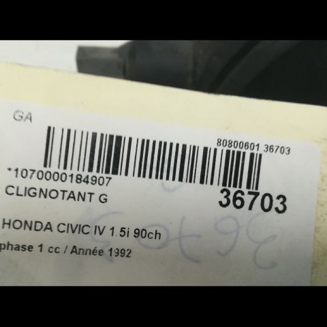 Clignotant gauche occasion HONDA CIVIC IV phase 1 11-1991->04-1996 1.5i 90ch 3