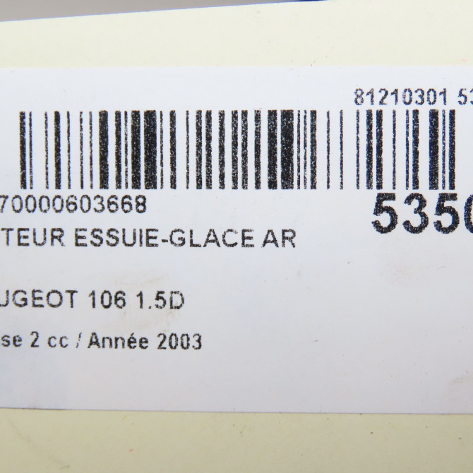 Moteur essuie-glace arrière occasion PEUGEOT 106 Phase 2 04-1996->09-2003 1.5D 6405K6 5