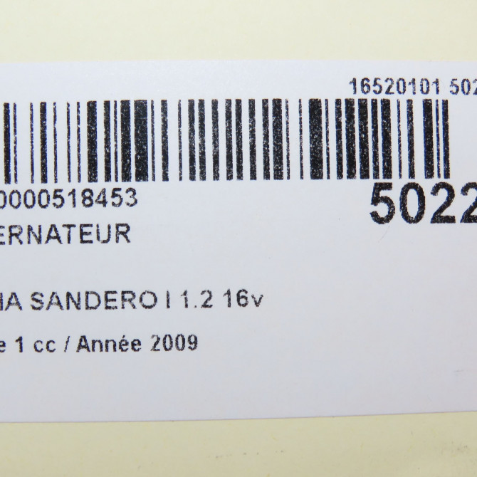 Alternateur occasion DACIA SANDERO I Phase 1 06-2008->10-2012 1.2 16v 75ch 231001107R 8