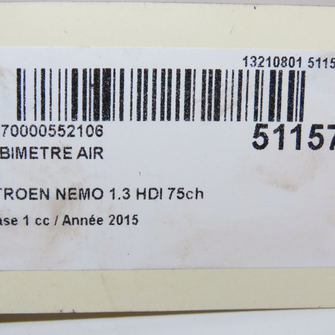 Debimetre air occasion CITROEN NEMO Phase 1 09-2008->... 1.3 HDI 75ch 163675 7
