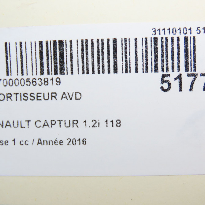 Amortisseur avant droit occasion RENAULT CAPTUR Phase 1 02-2013->... 1.2i 118 16V 543026734R 8