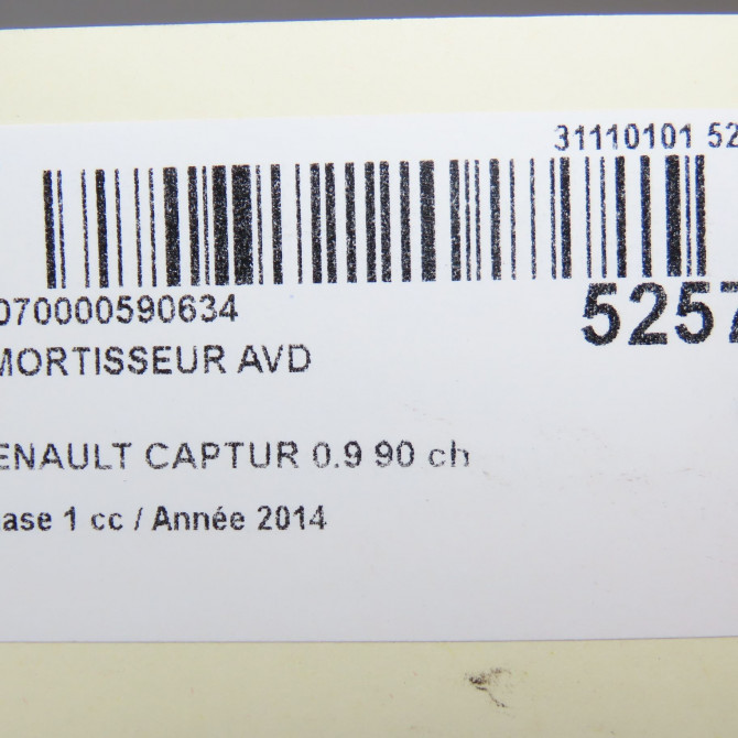 Amortisseur avant droit occasion RENAULT CAPTUR Phase 1 02-2013->... 0.9 90 ch 543026734R 7