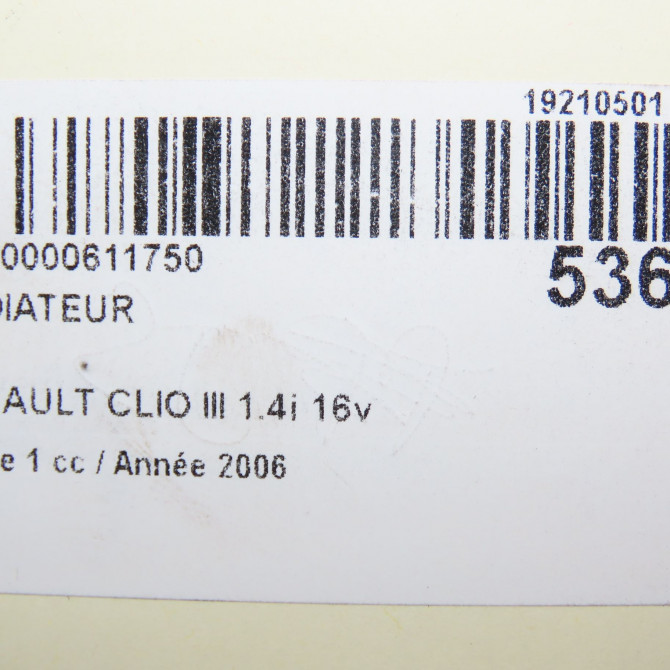 Radiateur occasion RENAULT CLIO III Phase 1 09-2005->03-2009 1.4i 16v 100ch 5