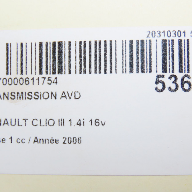 Transmission avant droite occasion RENAULT CLIO III Phase 1 09-2005->03-2009 1.4i 16v 100ch 8200618111 7