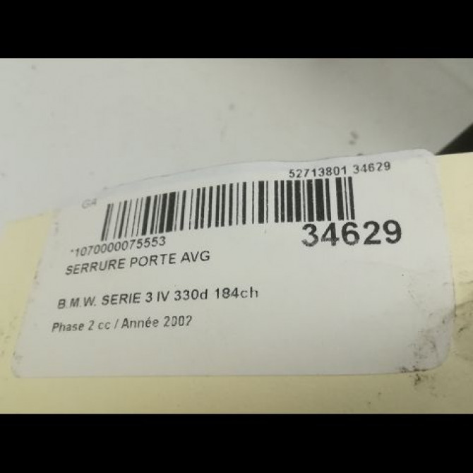 Serrure porte avg occasion B.M.W. SERIE 3 IV Phase 2 09-2001->03-2005 330d 184ch 51217011241 4