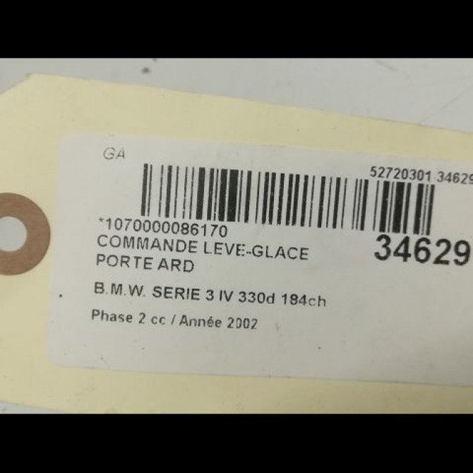 Commande leve-glace porte arrière droite occasion B.M.W. SERIE 3 IV Phase 2 09-2001->03-2005 330d 184ch 61316902174 3
