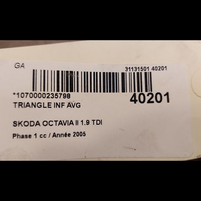 Triangle inf avg occasion SKODA OCTAVIA II Phase 1 06-2004->10-2008 1.9 TDI 105ch 1K0407151AC 3