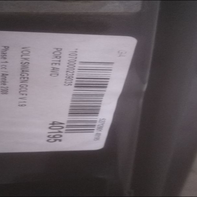 Porte avant droite occasion VOLKSWAGEN GOLF V Phase 1 11-2003->10-2008 1.9 TDI 105ch 1K4831302AB 2