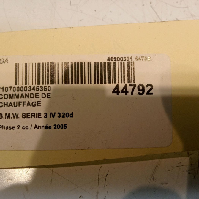 Commande de chauffage occasion B.M.W. SERIE 3 IV Phase 2 09-2001->03-2005 320d 64116956319 4