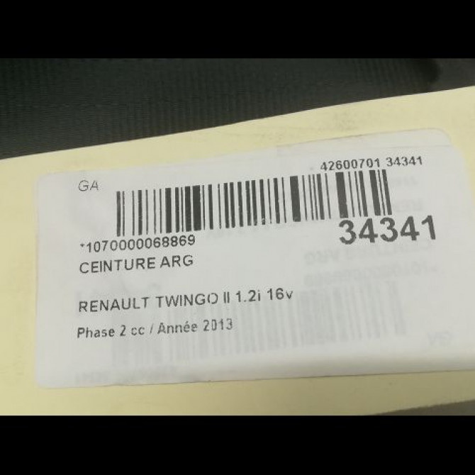Ceinture arrière gauche occasion RENAULT TWINGO II Phase 2 12-2011->12-2014 1.2i 16v 75ch 8200813030 4