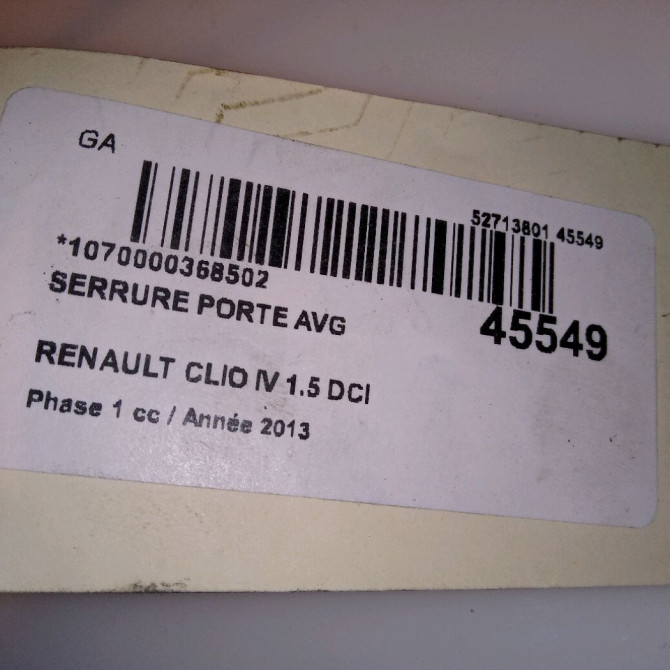 Serrure porte avg occasion RENAULT CLIO IV Phase 1 07-2012->... 1.5 DCI 90ch 805011929R 4