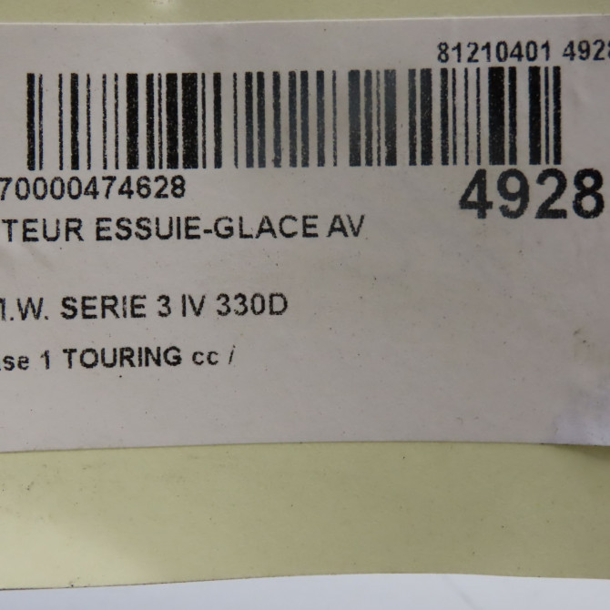 Moteur essuie-glace avant occasion B.M.W. SERIE 3 IV Phase 1 04-1995->04-1999 330D 183ch 61617071693 6