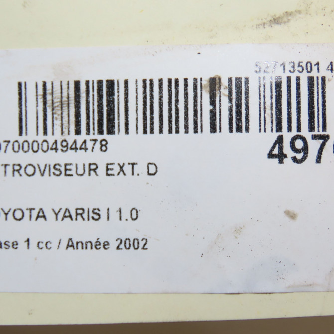 Retroviseur exterieur manuel droit occasion TOYOTA YARIS I Phase 1 04-1999->03-2003 1.0 879100D030 6