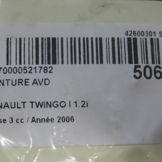 Ceinture avant droite occasion RENAULT TWINGO I Phase 3 08-2000->06-2007 1.2i 8200703346 5