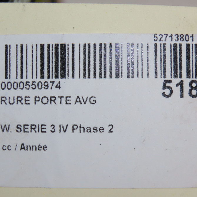 Serrure porte avg occasion B.M.W. SERIE 3 IV Phase 2 09-2001->03-2005 51217011241 6