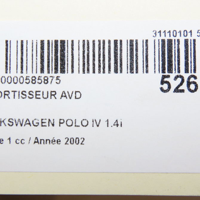 Amortisseur avant droit occasion VOLKSWAGEN POLO IV Phase 1 01-2002->05-2005 1.4i 75ch 6Q0413031BM 8