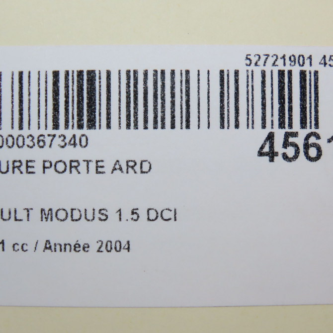 Serrure porte ard occasion RENAULT MODUS Phase 1 09-2004->12-2007 1.5 DCI 80ch 8200522056 8