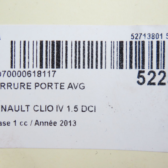 Serrure porte avg occasion RENAULT CLIO IV Phase 1 07-2012->... 1.5 DCI 90ch 805011929R 8