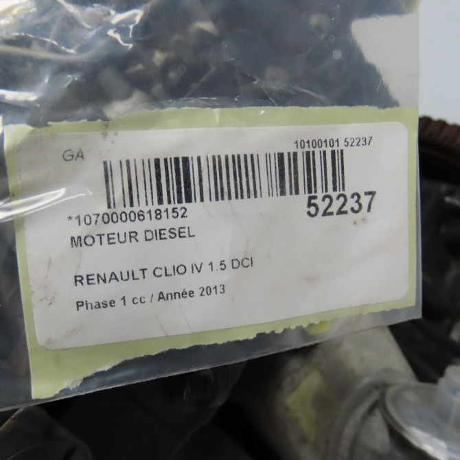 Moteur diesel occasion RENAULT CLIO IV Phase 1 07-2012->... 1.5 DCI 90ch 8201535495 6