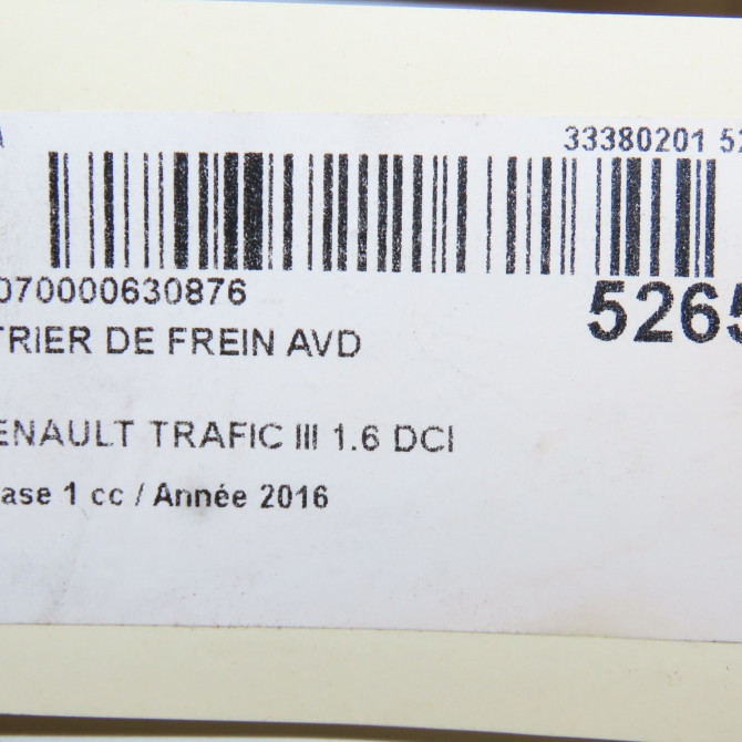 Etrier de frein avant droit occasion RENAULT TRAFIC III Phase 1 06-2014->... 1.6 DCI 145ch 410013477R 6